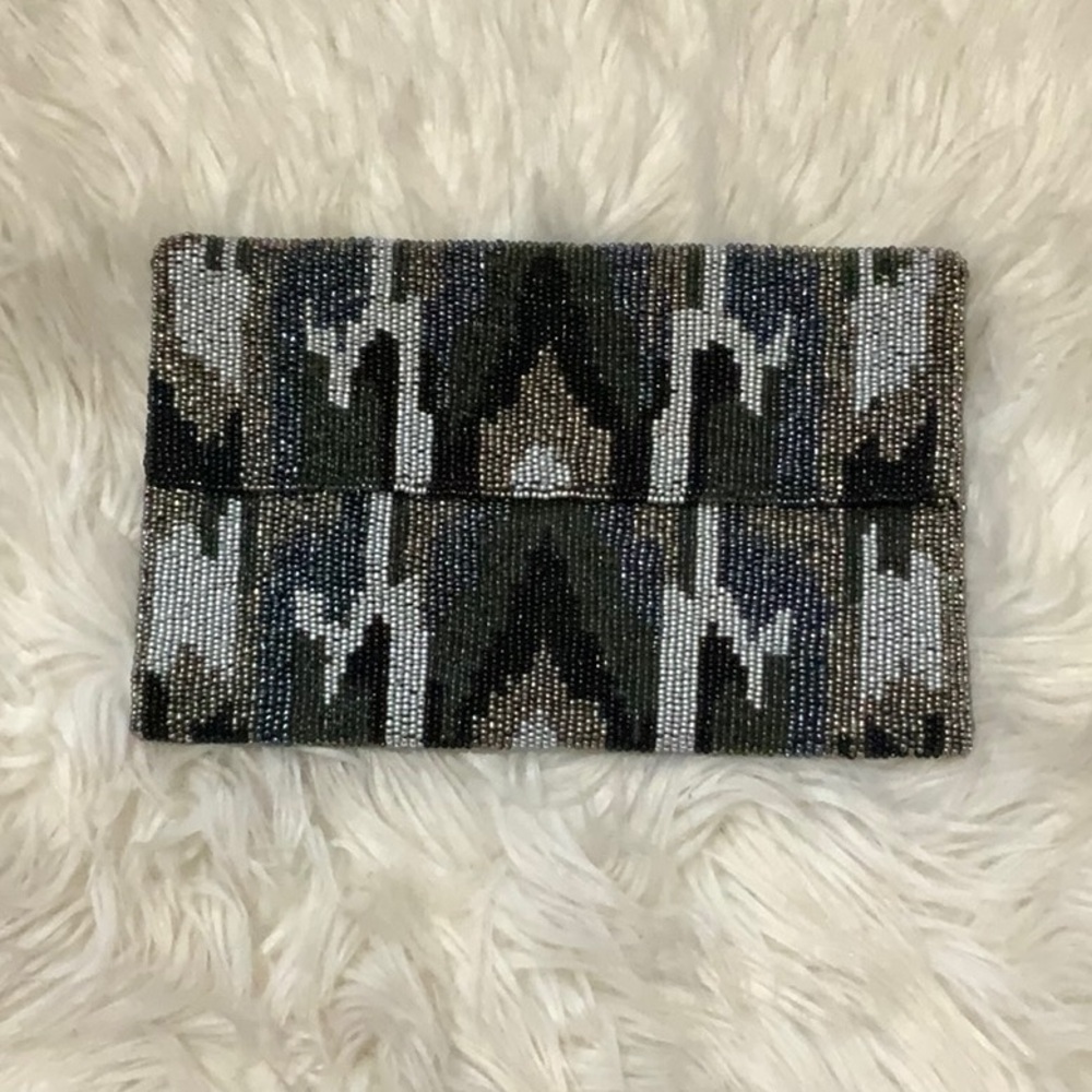 MOYNA ikat beaded clutch NEW